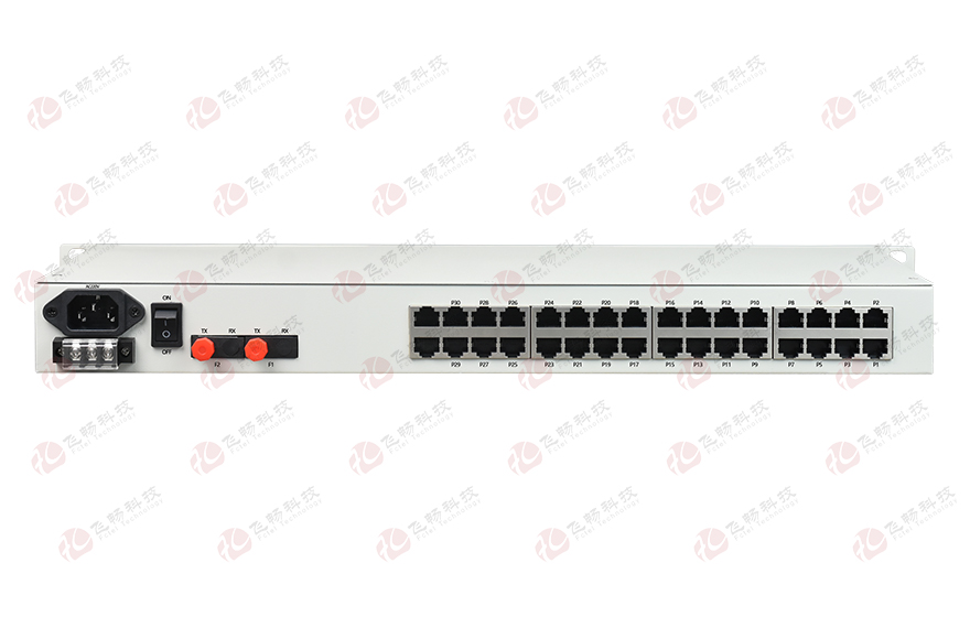 飛暢科技-32路電話+8E1+8FE物理隔離（1+1光備份，19英寸）電話光端機